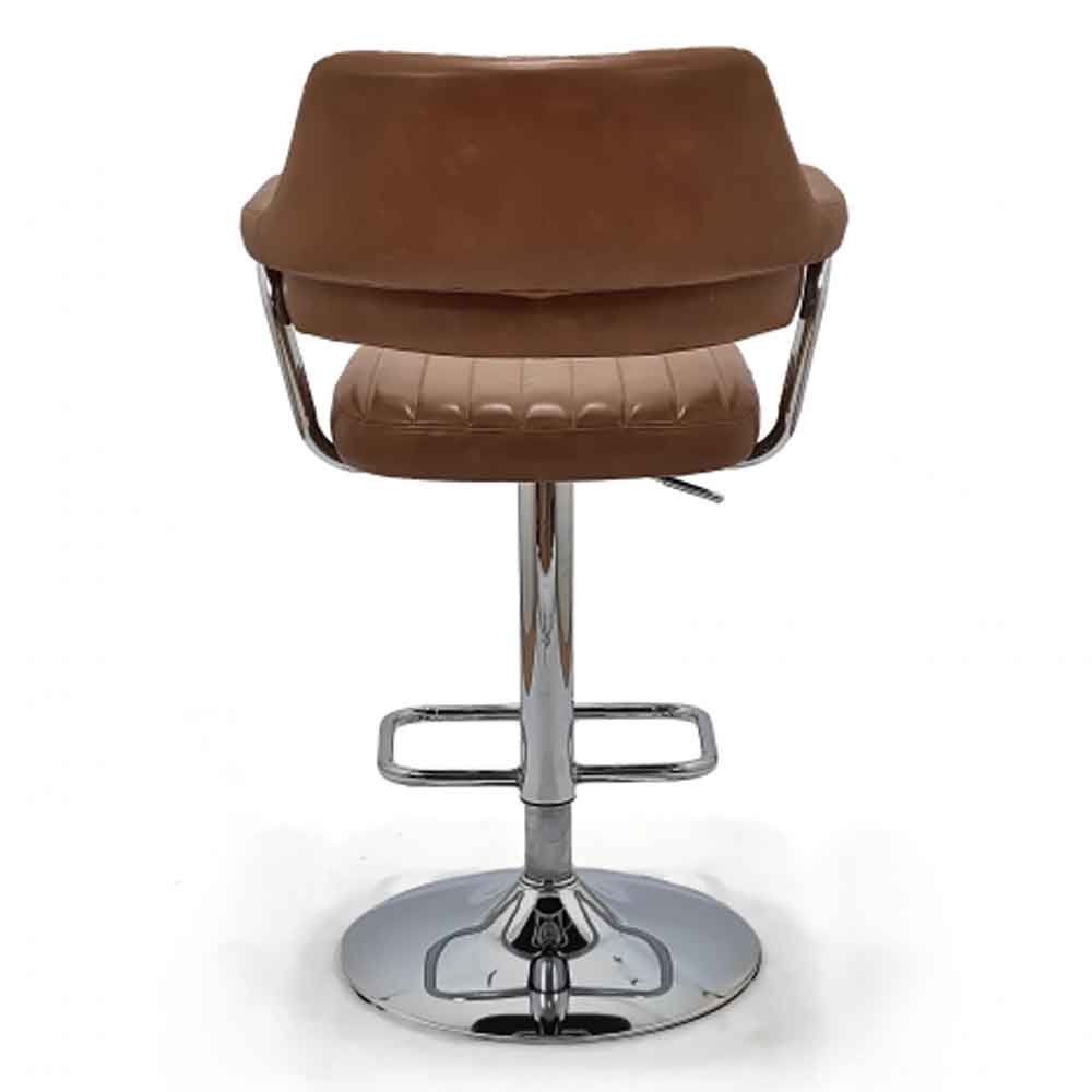 Calais Faux Leather Bar Stools In Pair In Tan