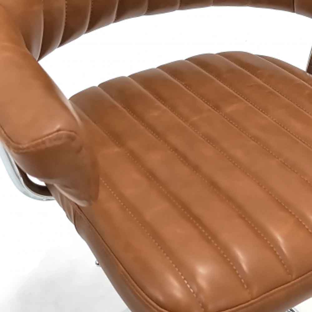 Calais Faux Leather Bar Stools In Pair In Tan