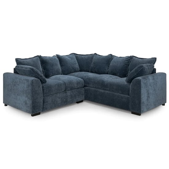 Calais Large Velvet Corner Sofa In Blue