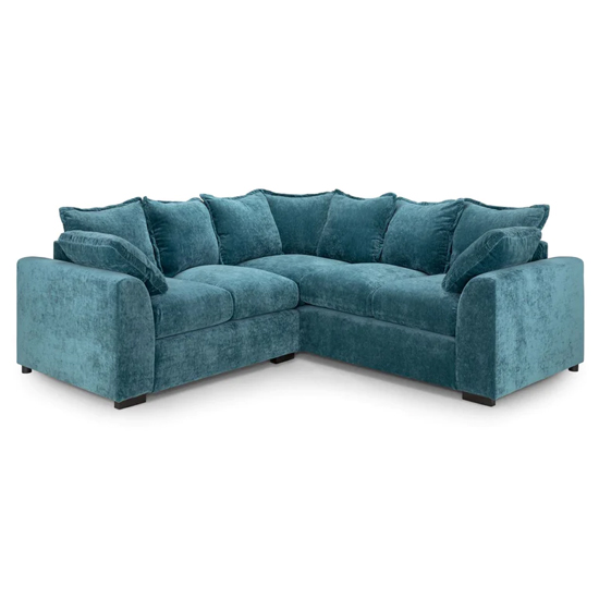 Calais Large Velvet Corner Sofa In Teal Furniture in Fashion