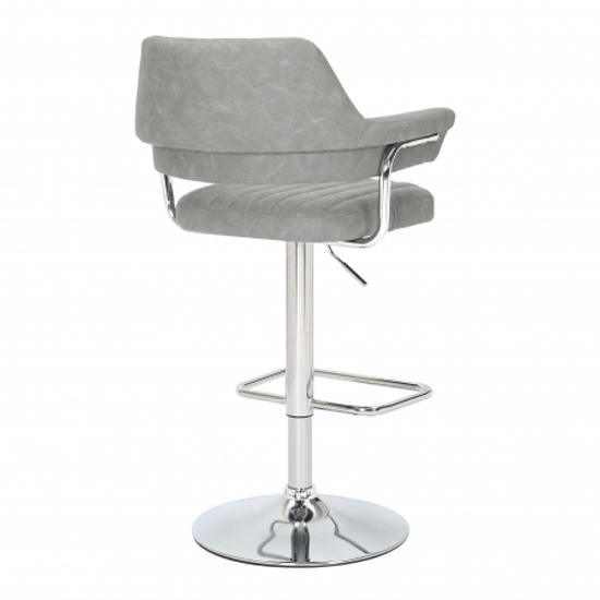 Calais Light Grey Leather Bar Stools With Chrome Base In Pair