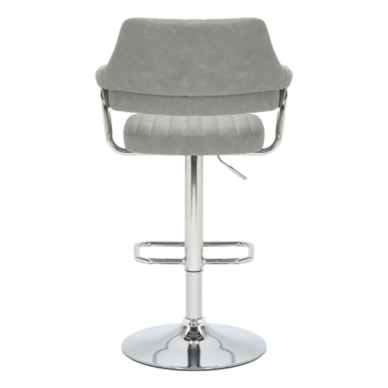 Calais Light Grey Leather Bar Stools With Chrome Base In Pair