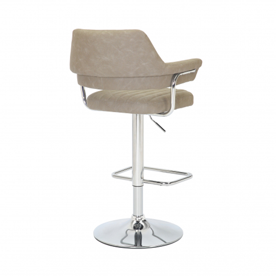 Calais Mink Leather Bar Stools With Chrome Base In Pair