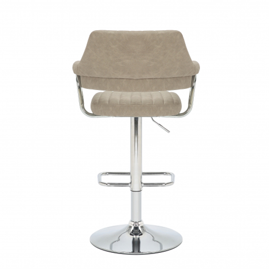 Calais Mink Leather Bar Stools With Chrome Base In Pair