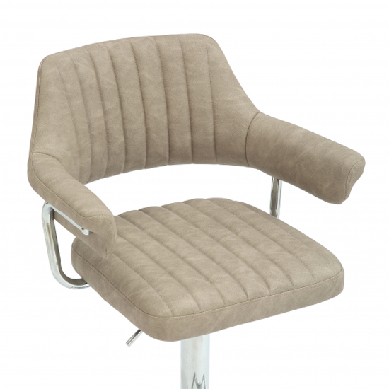 Calais Mink Leather Bar Stools With Chrome Base In Pair