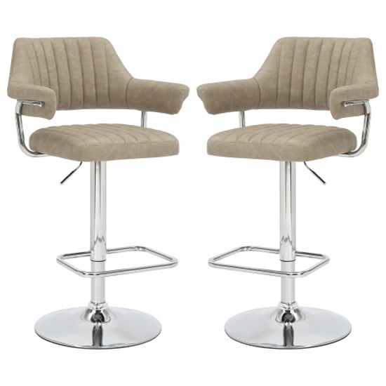 Calais Mink Leather Effect Bar Stools In Pair