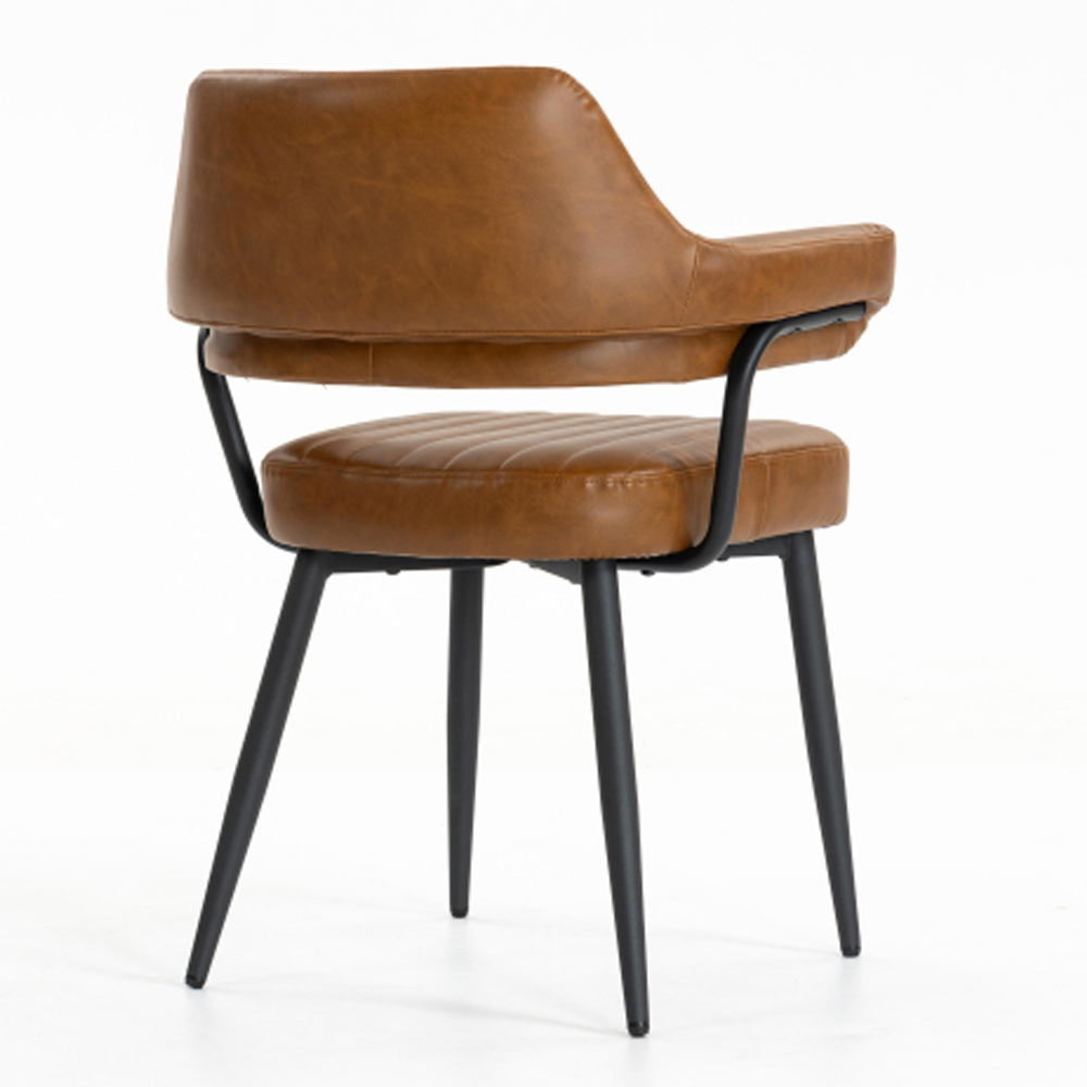 Calais Tan Leather Effect Dining Chairs in Pair