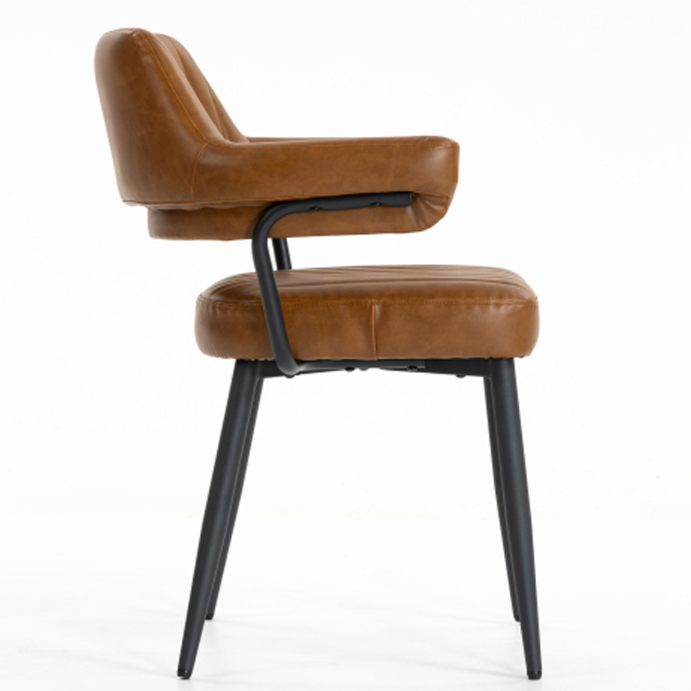 Calais Tan Leather Effect Dining Chairs in Pair