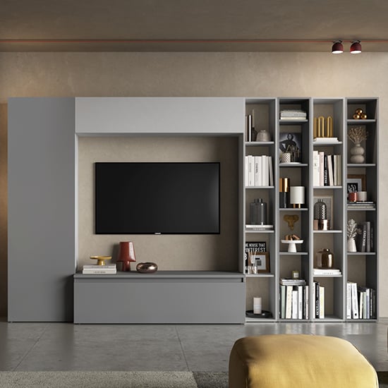 Read more about Calais wooden entertainment unit in slate and chalk