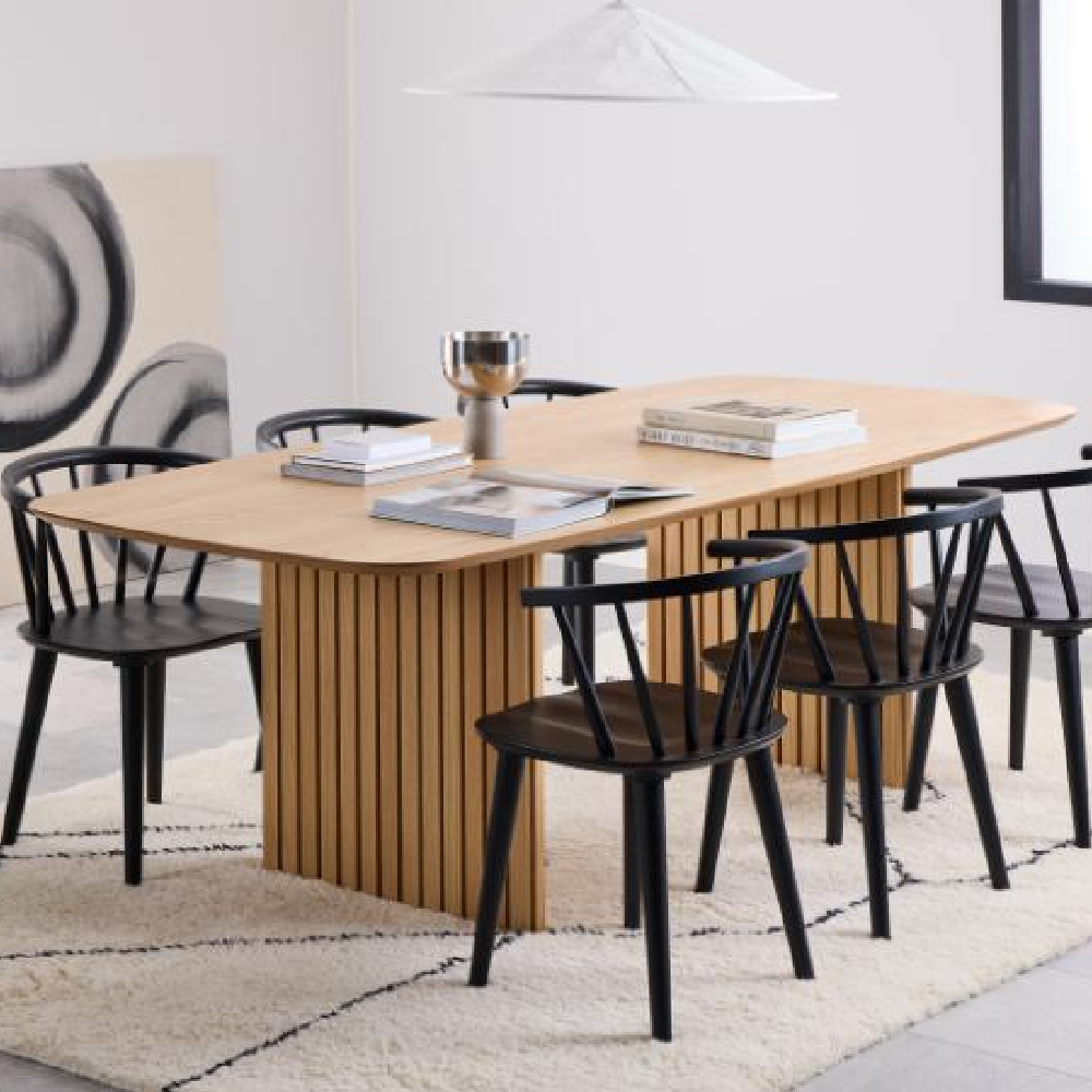 Calais Wooden Rectangular Dining Table In Oak