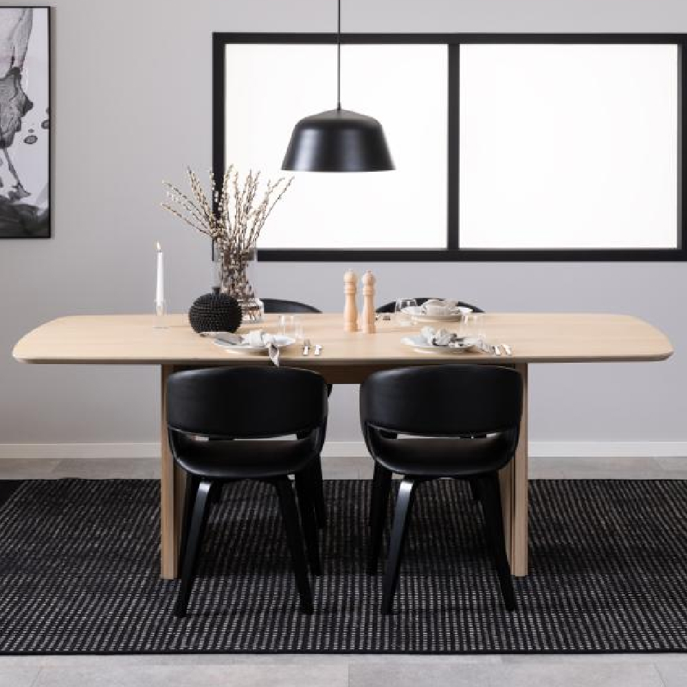 Calais Wooden Rectangular Dining Table In White Oak