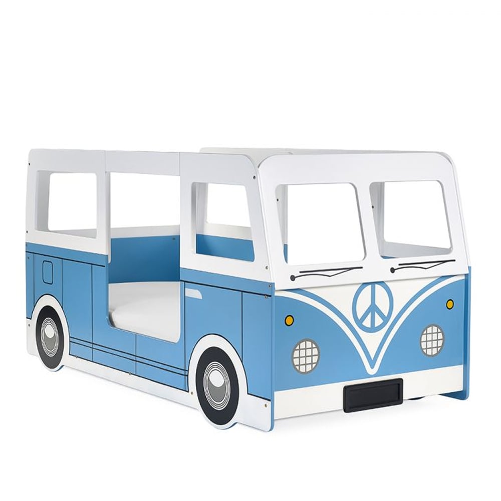 Calaminag Wooden Bus Shape Children Bed In Light Blue