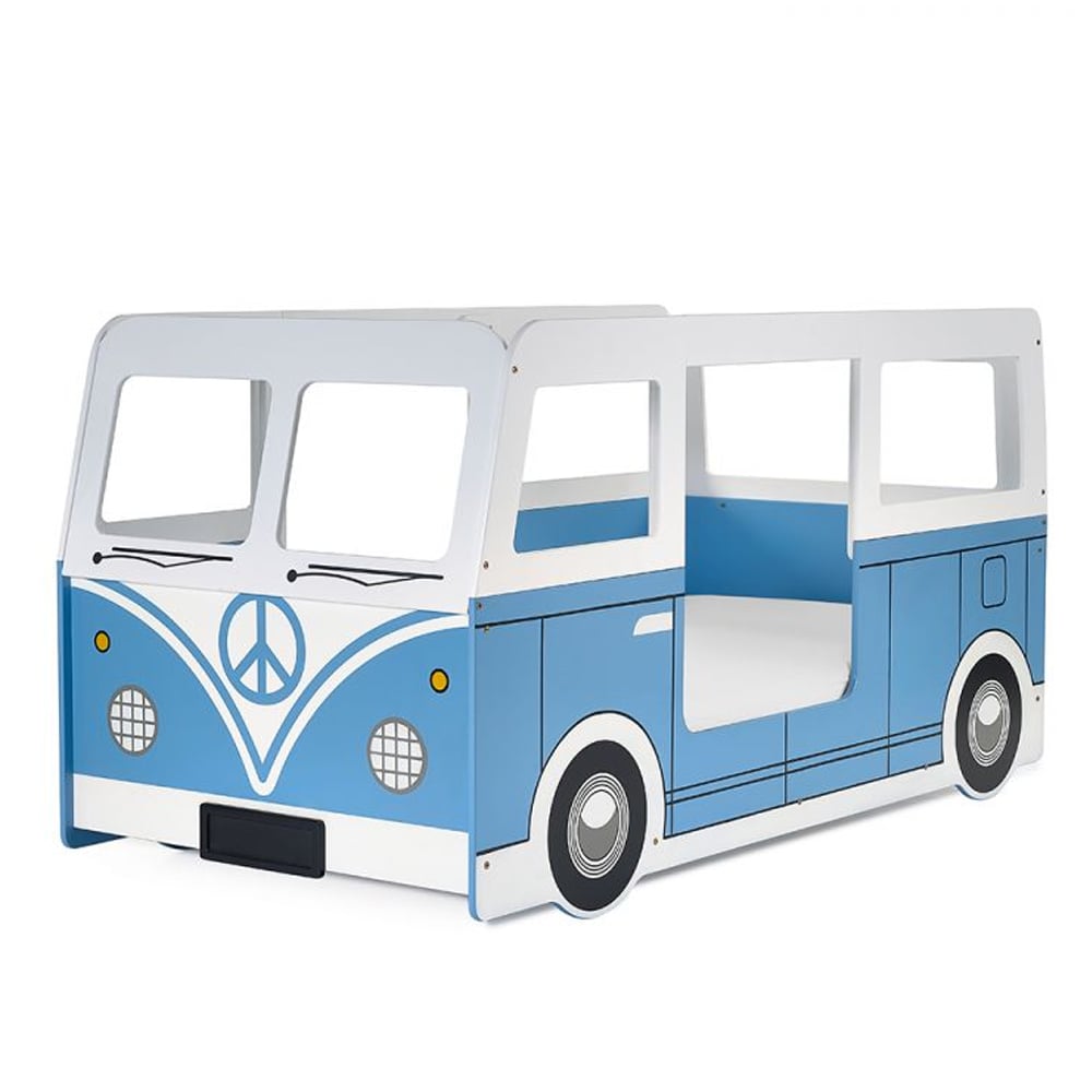 Calaminag Wooden Bus Shape Children Bed In Light Blue