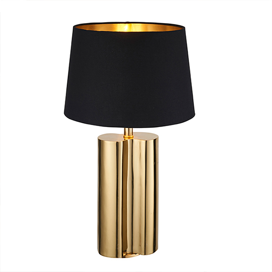 Calan Black Cotton Shade Table Lamp In Gold_2