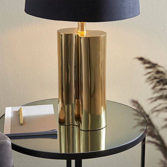 Calan Black Cotton Shade Table Lamp In Gold_6