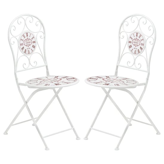 Photo of Calderon outdoor cream metal seating chairs in pair