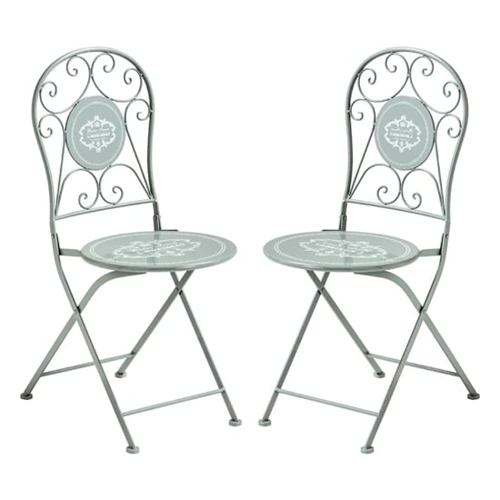 Photo of Calderon outdoor grey metal seating chairs in pair