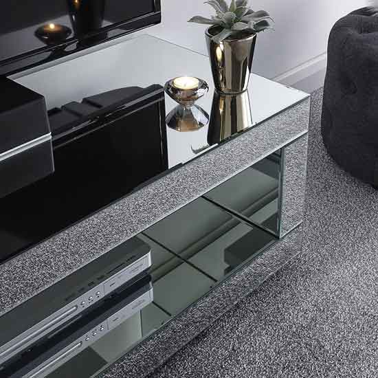 Caldwell Cube Glass Mirror TV Stand In Mirrored Sale