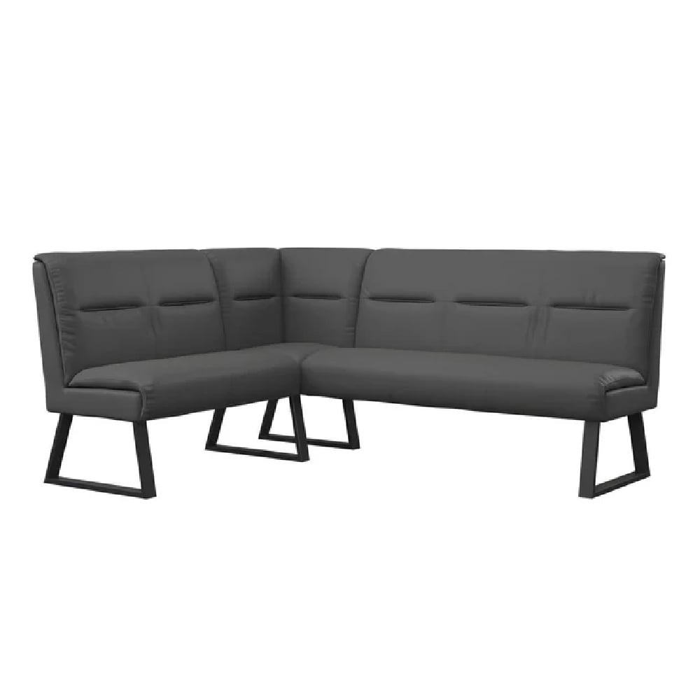 Read more about Caldwell leather corner sofa bench with black legs in grey