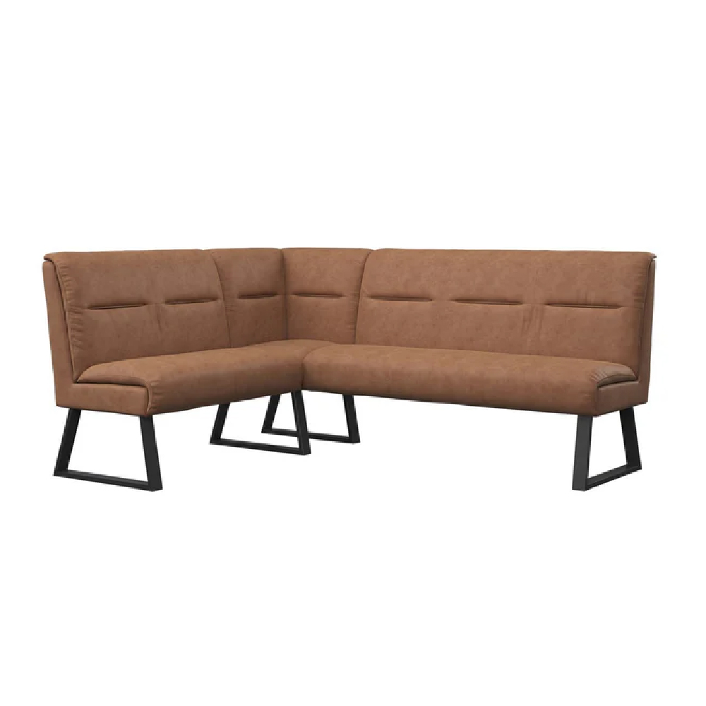 Read more about Caldwell leather corner sofa bench with black legs in tan