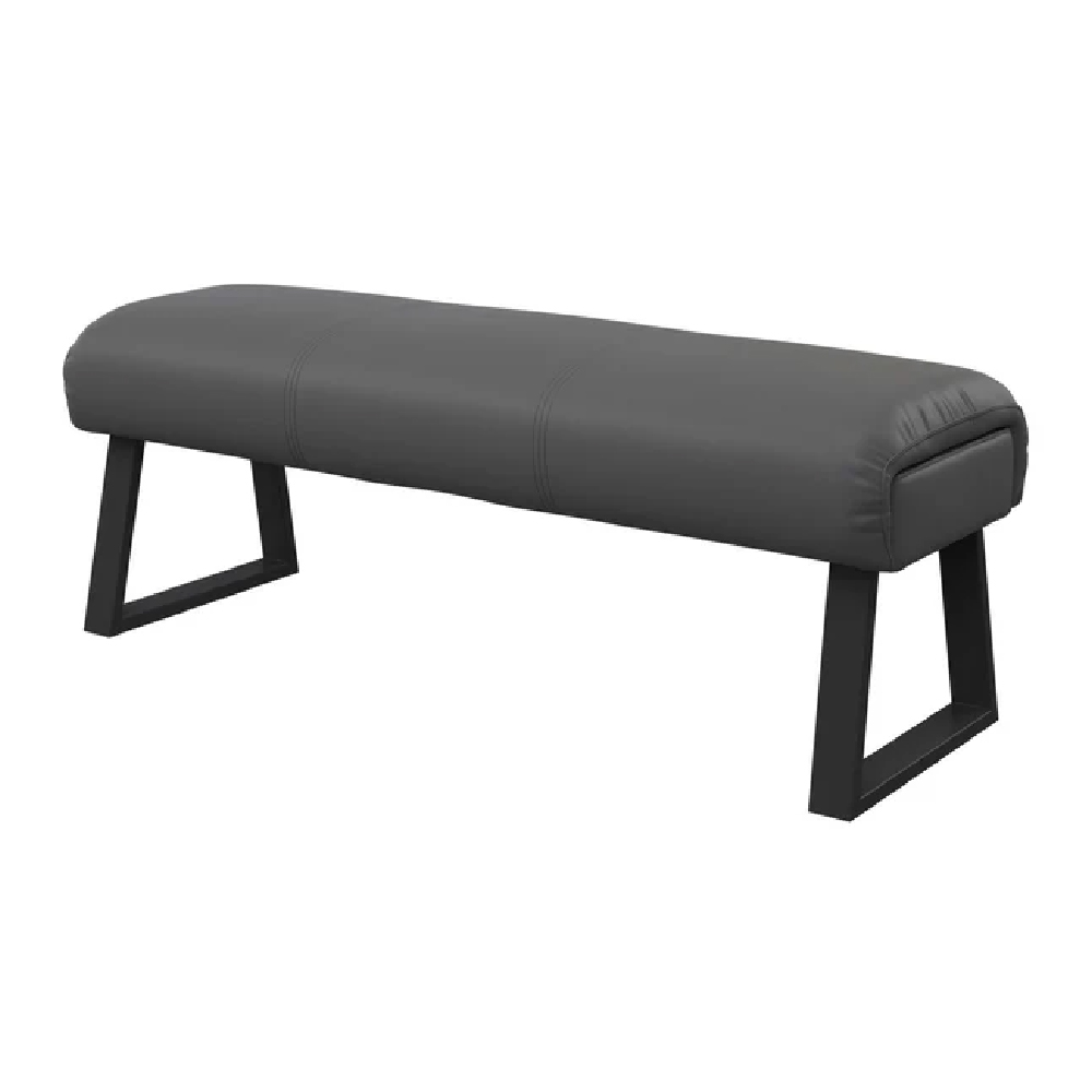 Read more about Caldwell leather hallway seating bench with black legs in grey