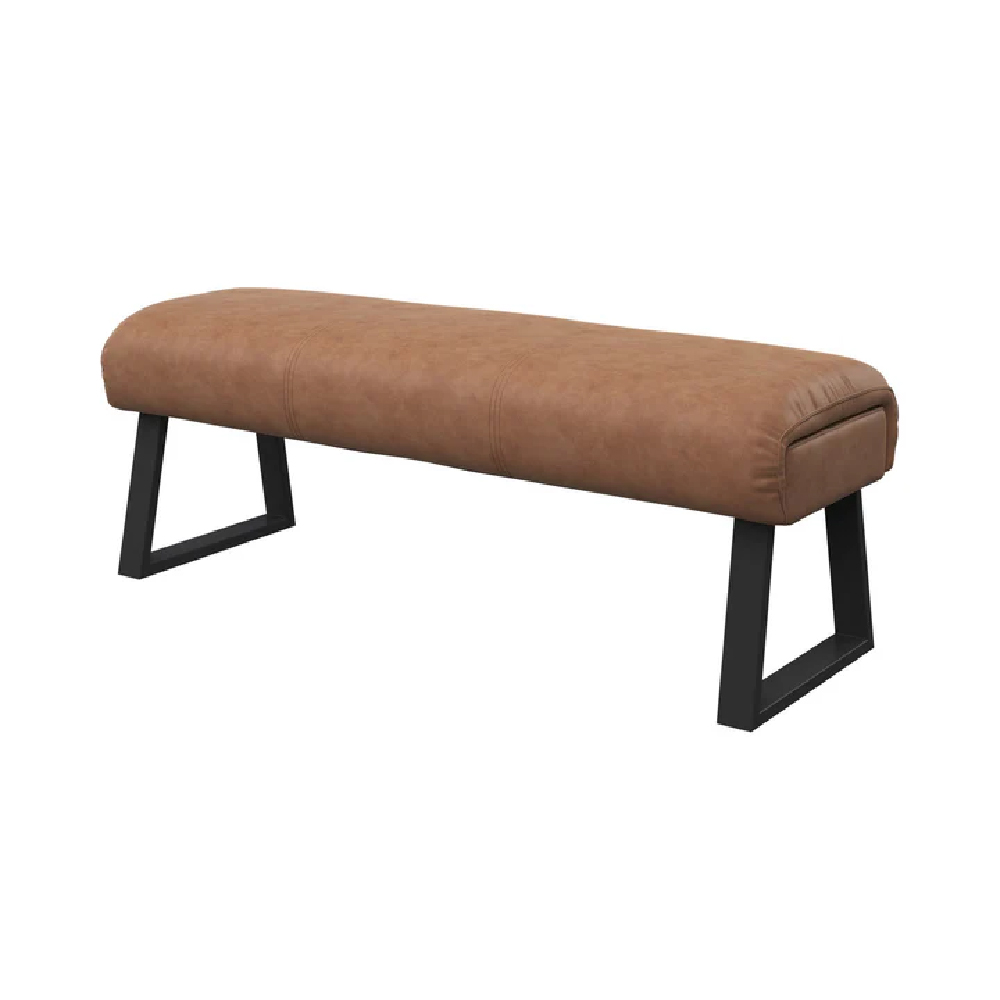 Read more about Caldwell leather hallway seating bench with black legs in tan