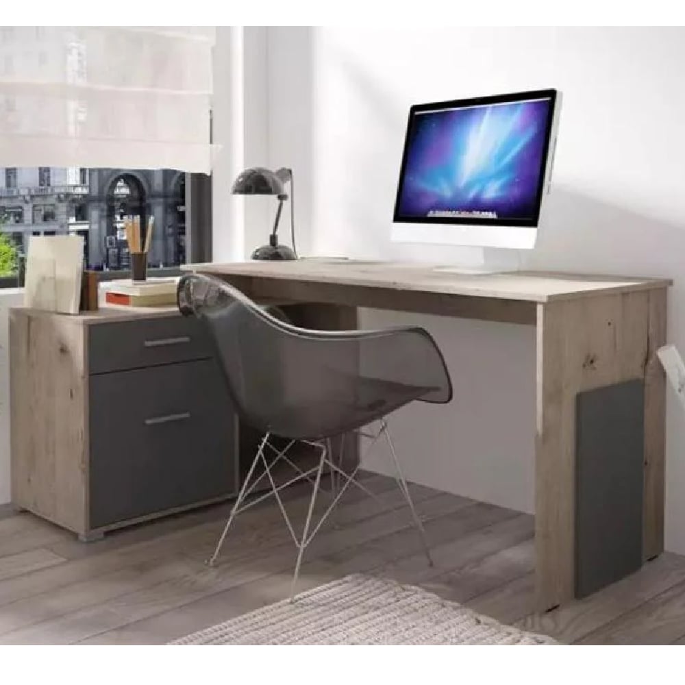 Read more about Caldwell wooden laptop desk corner with 1 door in wellington oak