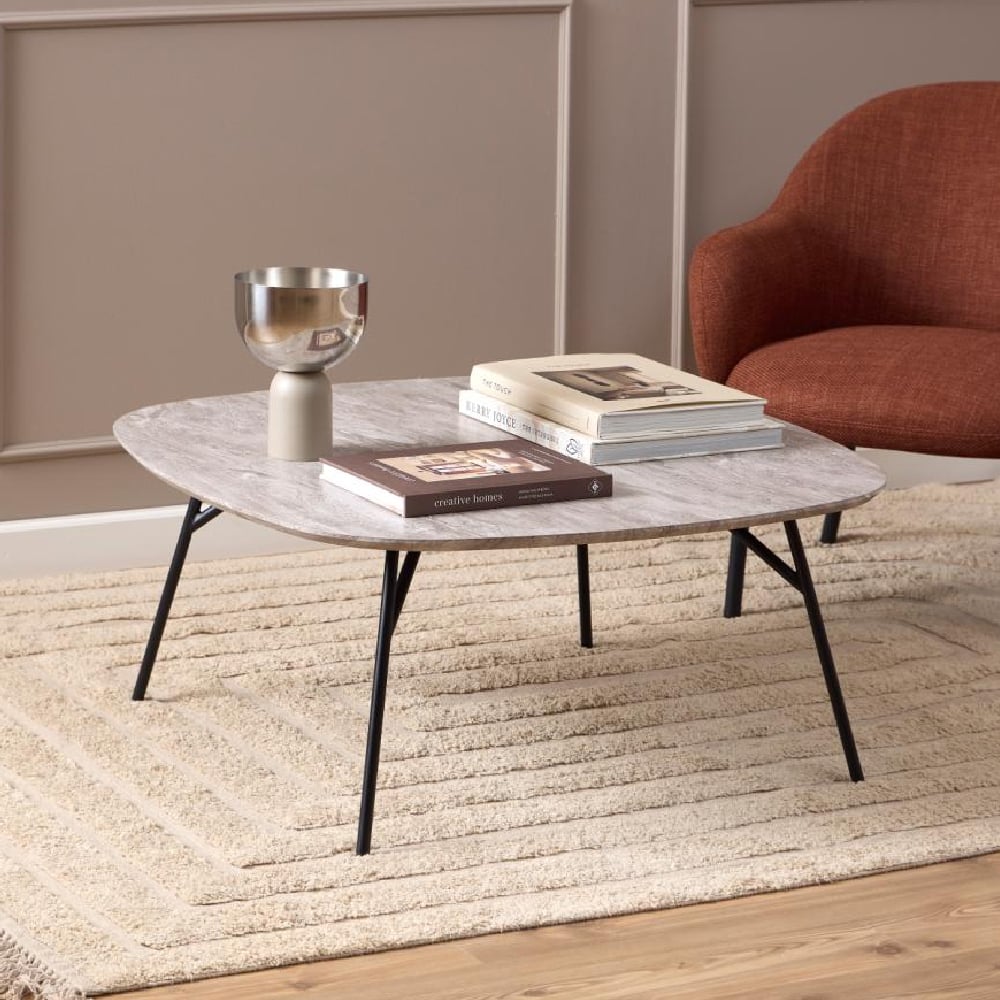 Product photograph of Caldwell Wooden Square Coffee Table In Grey Marble Effect from Furniture in Fashion