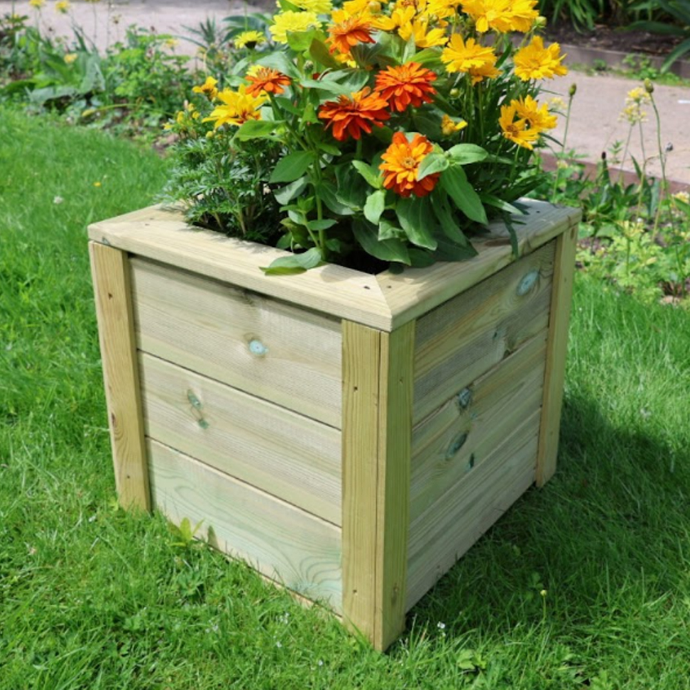 Caledonian Wooden Garden Square Planter In Light Oak