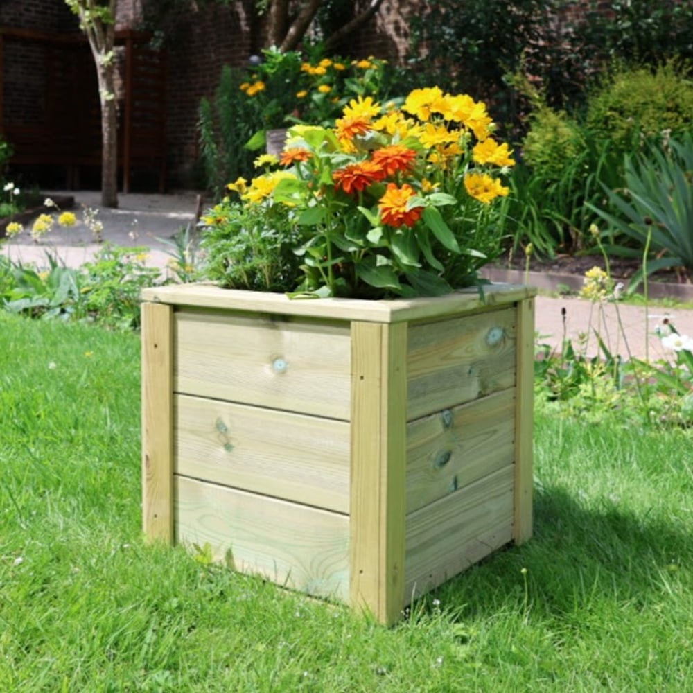 Caledonian Wooden Garden Square Planter In Light Oak