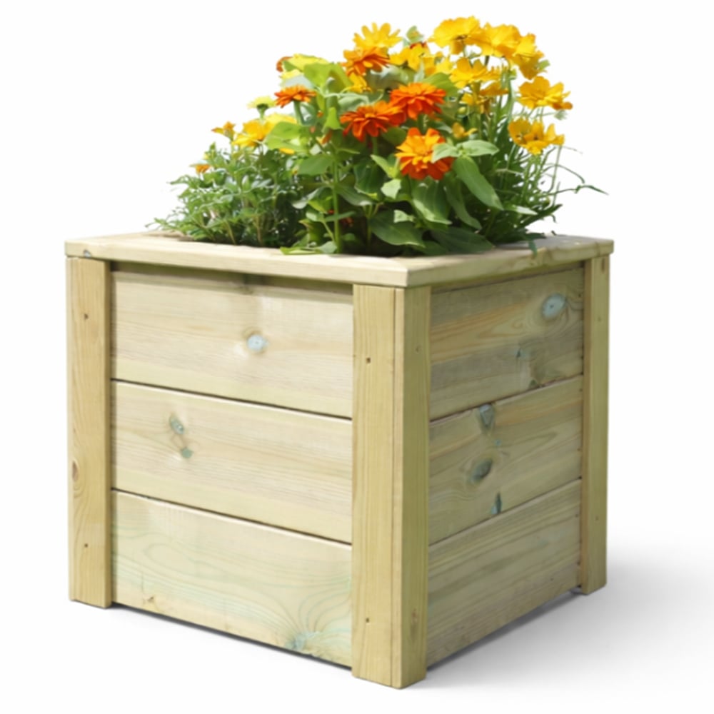 Caledonian Wooden Garden Square Planter In Light Oak