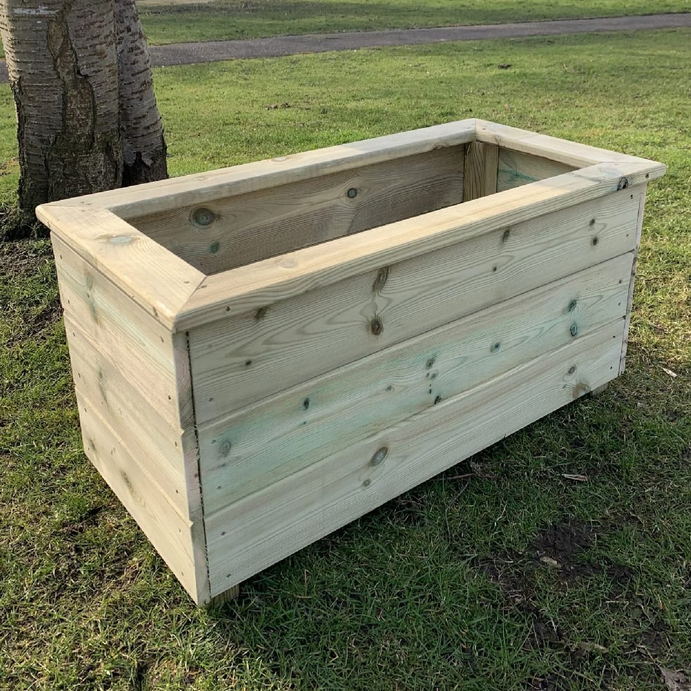 Caledonian Wooden Garden Trough Planter In Light Oak