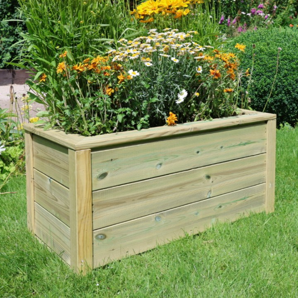 Caledonian Wooden Garden Trough Planter In Light Oak