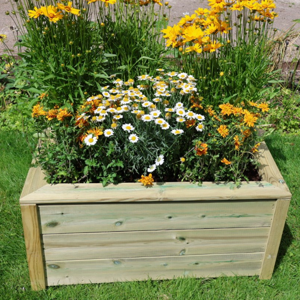 Caledonian Wooden Garden Trough Planter In Light Oak