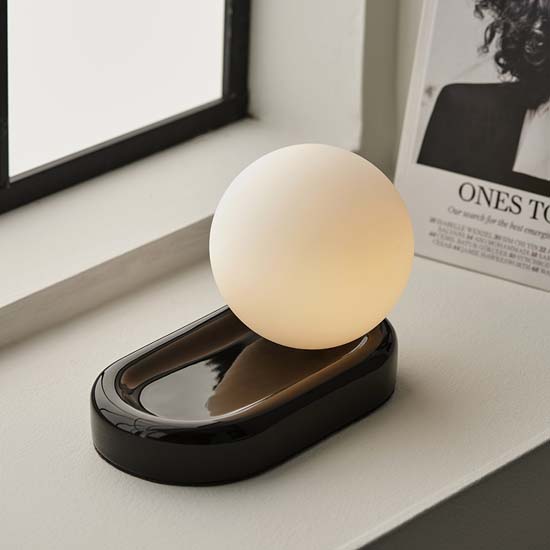 Read more about Calella table lamp with black high gloss ceramic base