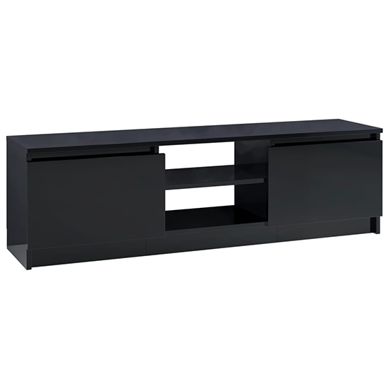 Caley High Gloss TV Stand With 2 Doors In Black_2