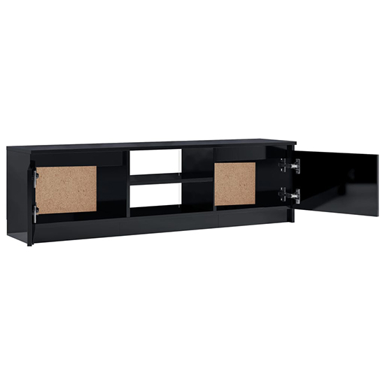 Caley High Gloss TV Stand With 2 Doors In Black_3