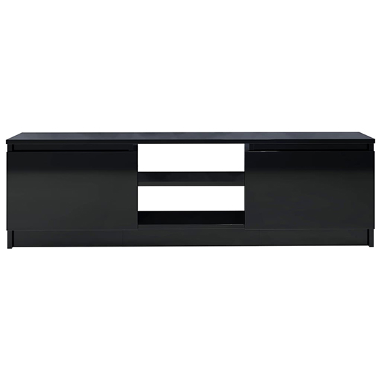 Caley High Gloss TV Stand With 2 Doors In Black_4