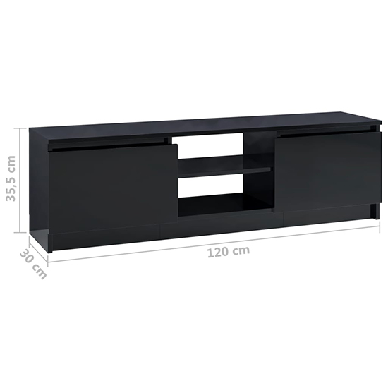 Caley High Gloss TV Stand With 2 Doors In Black_5