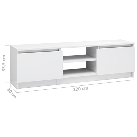 Caley High Gloss TV Stand With 2 Doors In White_4