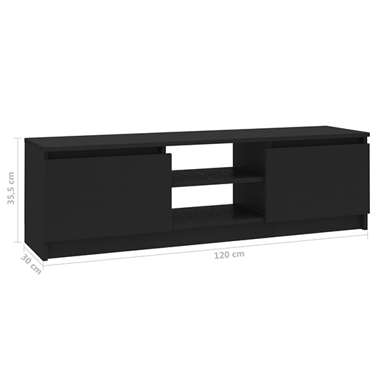 Caley Wooden TV Stand With 2 Doors In Black_5