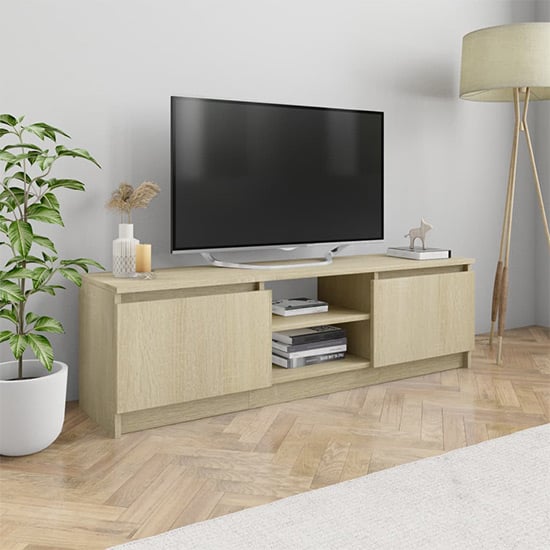 Caley Wooden TV Stand With 2 Doors In Sonoma Oak_1