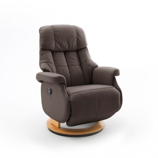 Calgary Comfort Leather Relaxer Chair In Brown And Natural