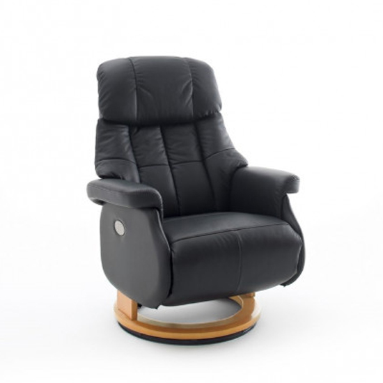 Calgary Leather Electric Relaxer Chair In Black And Natural