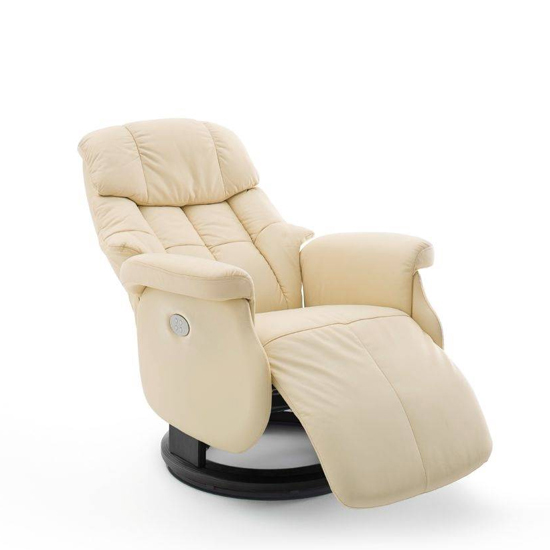 Calgary Leather Electric Relaxer Chair In Cream And Black Furniture