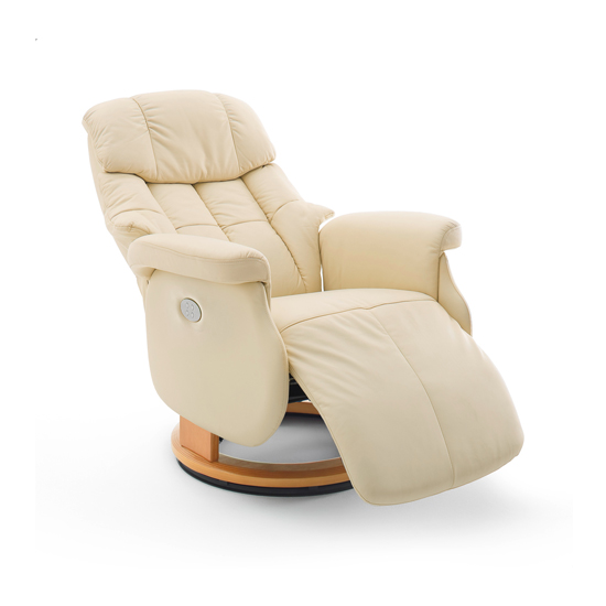 Calgary Leather Electric Relaxer Chair In Cream And Natural_2