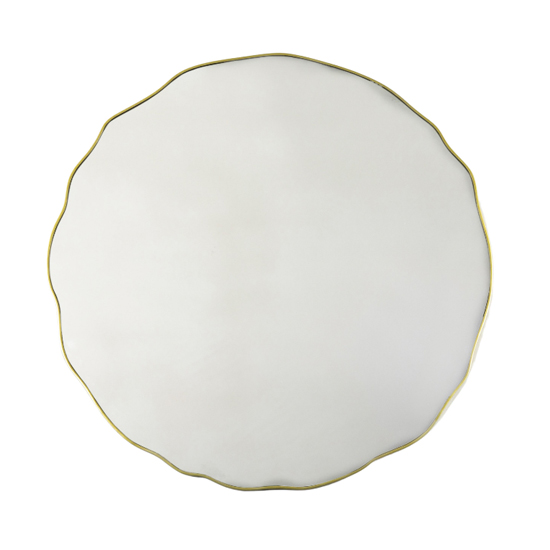 Read more about Calgary glass portrait wall mirror with champagne wooden frame