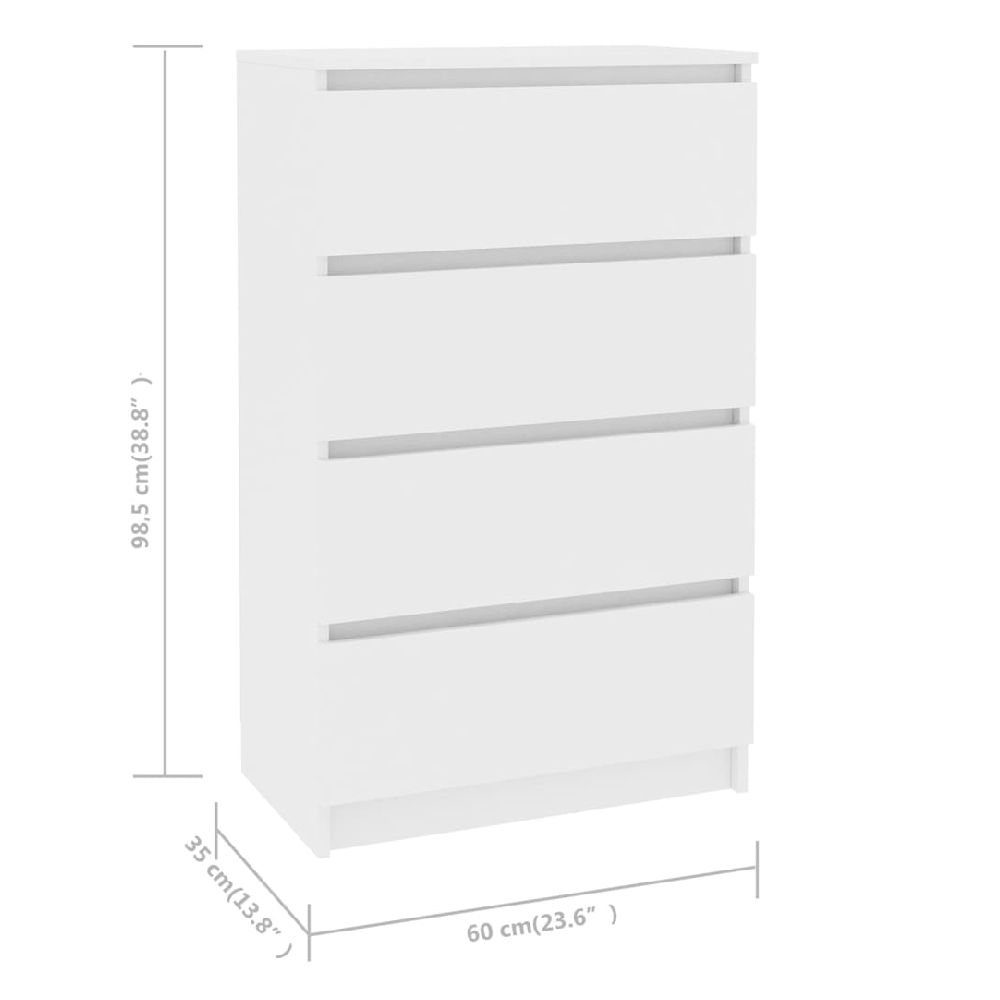 Calgary Wooden Chest Of 4 Drawers In White