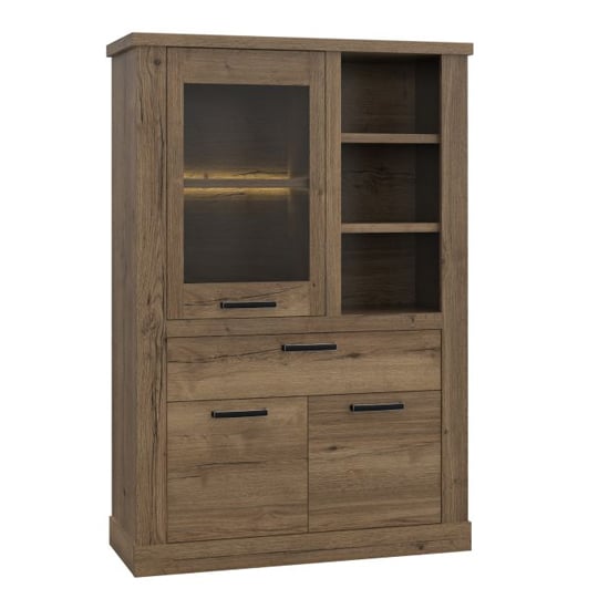 Product photograph of Calgary Wooden Display Cabinet With 3 Doors In Tabak Oak from Furniture in Fashion