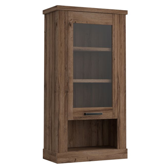 Calgary Wooden Display Cabinet Wall With 1 Door In Tabak Oak